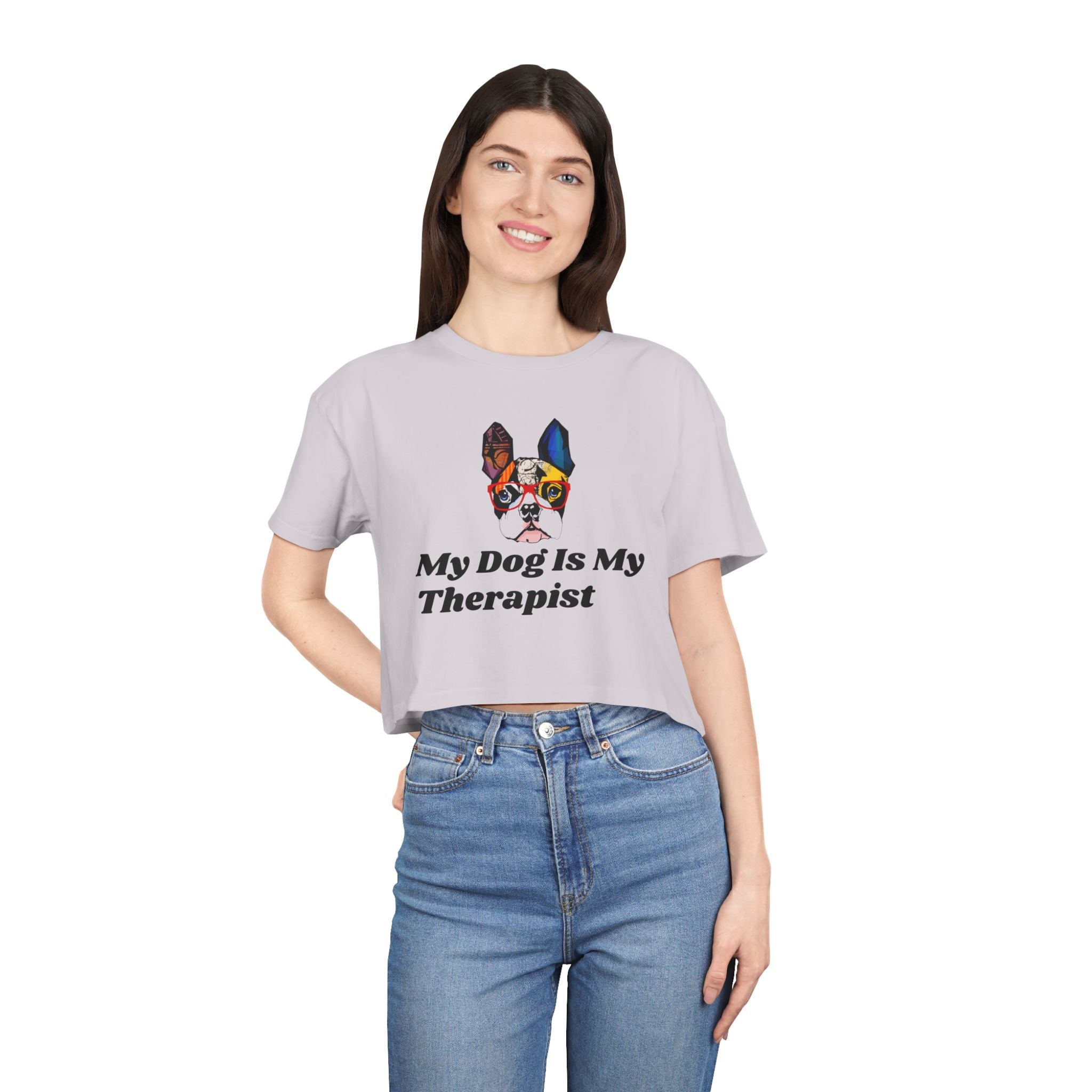 Dog Lover Crop Tee - My Dog is My Therapist
