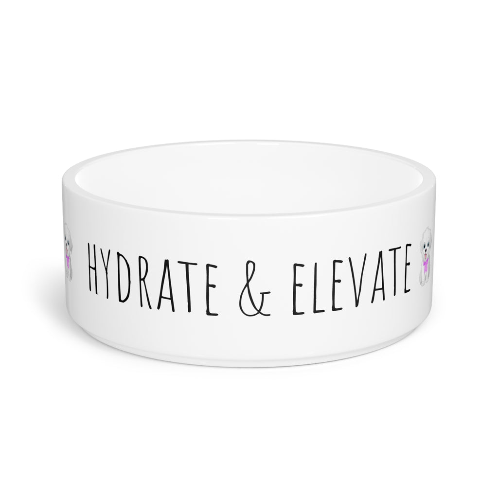 Cute “Hydrate & Elevate” Pet Bowl, Personalized Pet Feed Dish, Dog & Cat Gift, Pet Supplies, Animal Lover Decor, Cute Pet Bowl