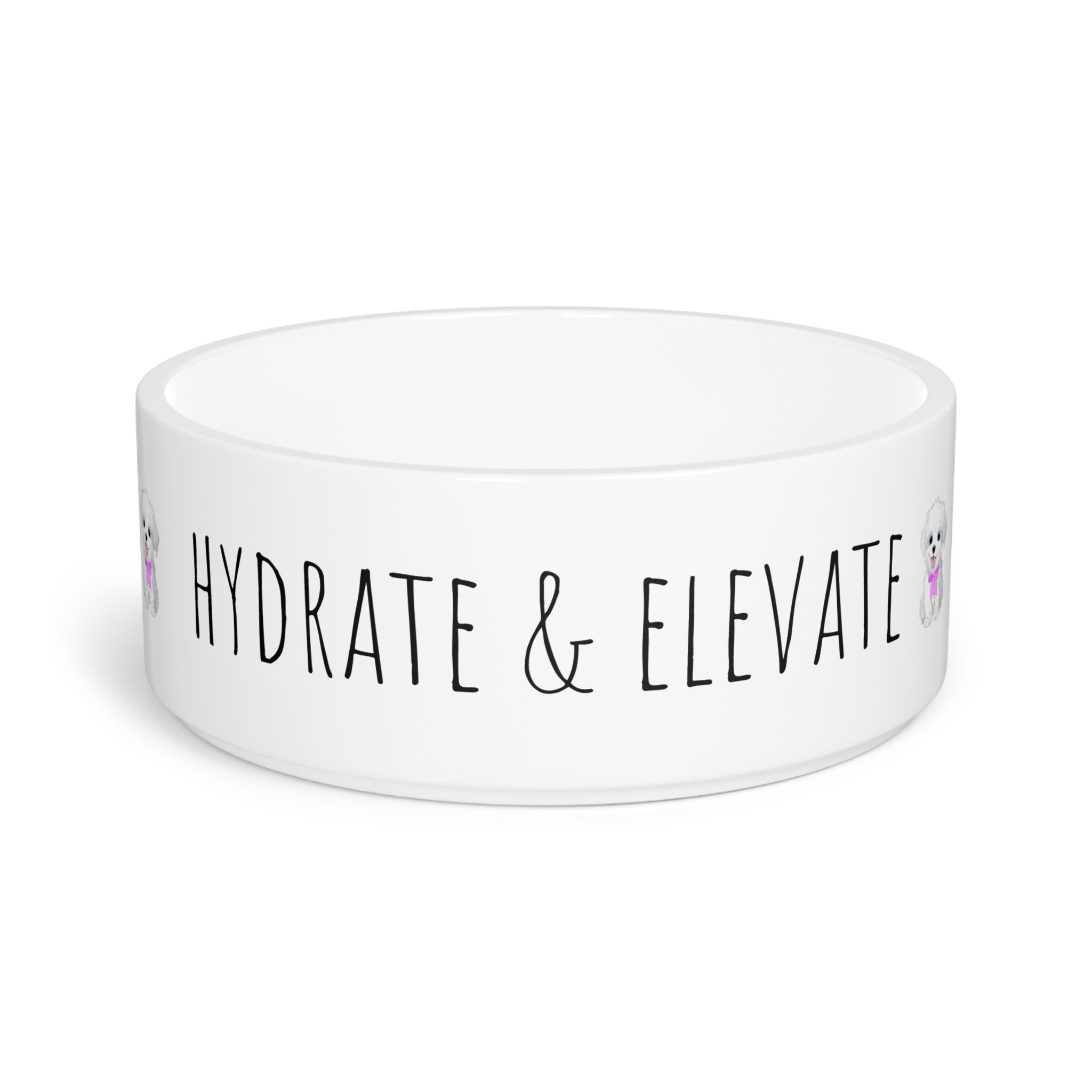 Cute “Hydrate & Elevate” Pet Bowl, Personalized Pet Feed Dish, Dog & Cat Gift, Pet Supplies, Animal Lover Decor, Cute Pet Bowl