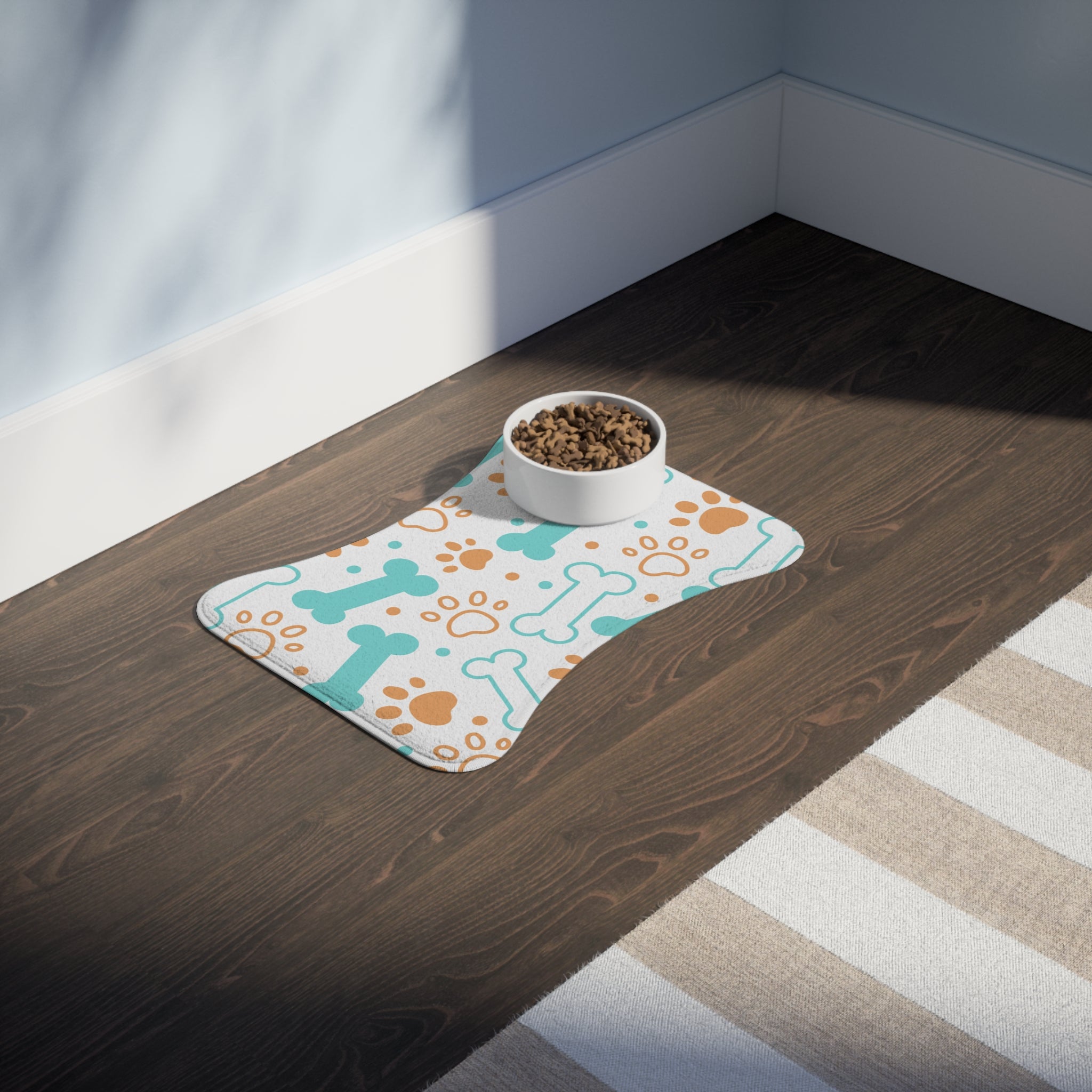 Bones and Paw Print Dog Feeding Mat