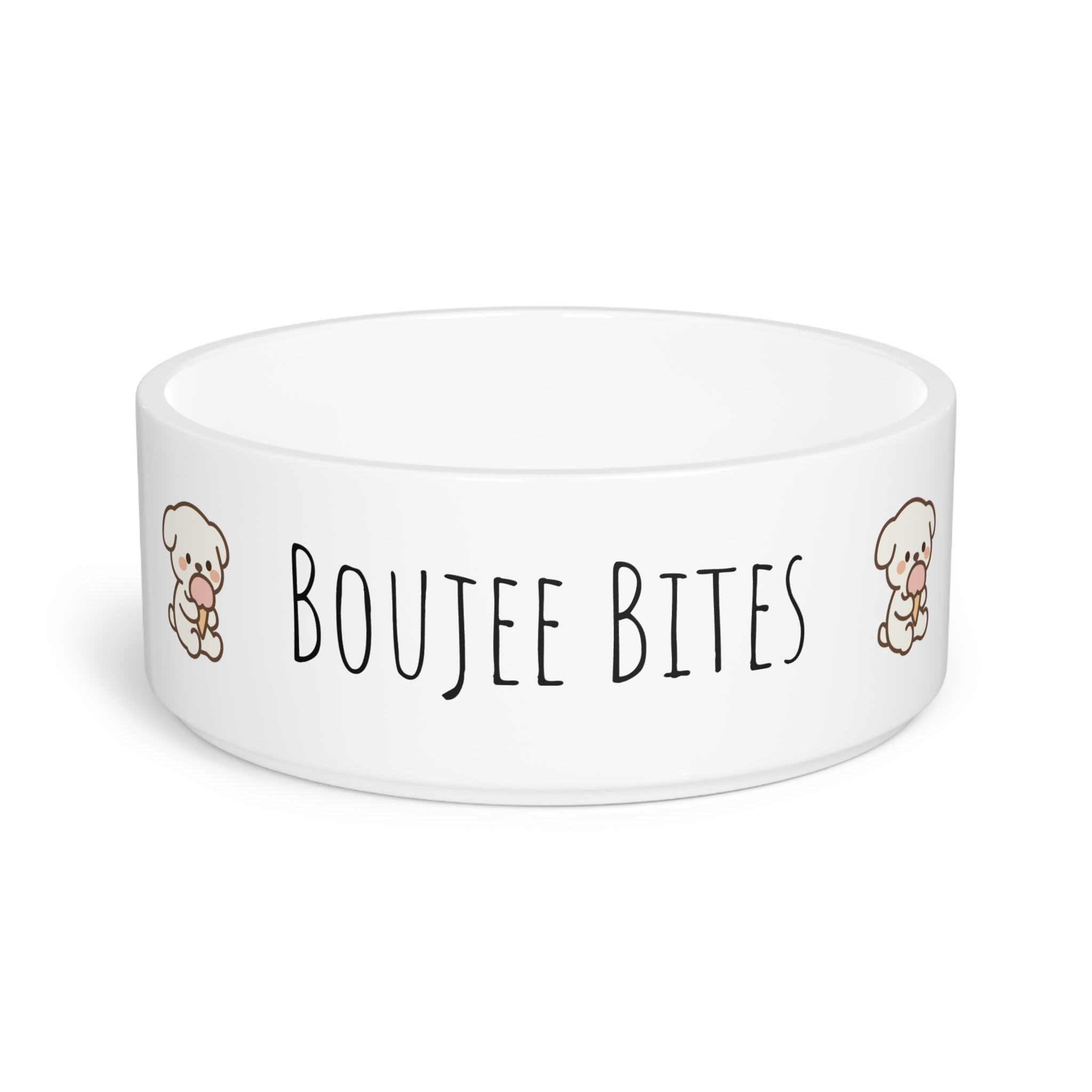 Cute Pet Bowl with "Boujee Bites" Design, Dog Bowl for Small Pets, Personalized Dog Dish, Pet Feeding Bowls, Animal Lover Gift