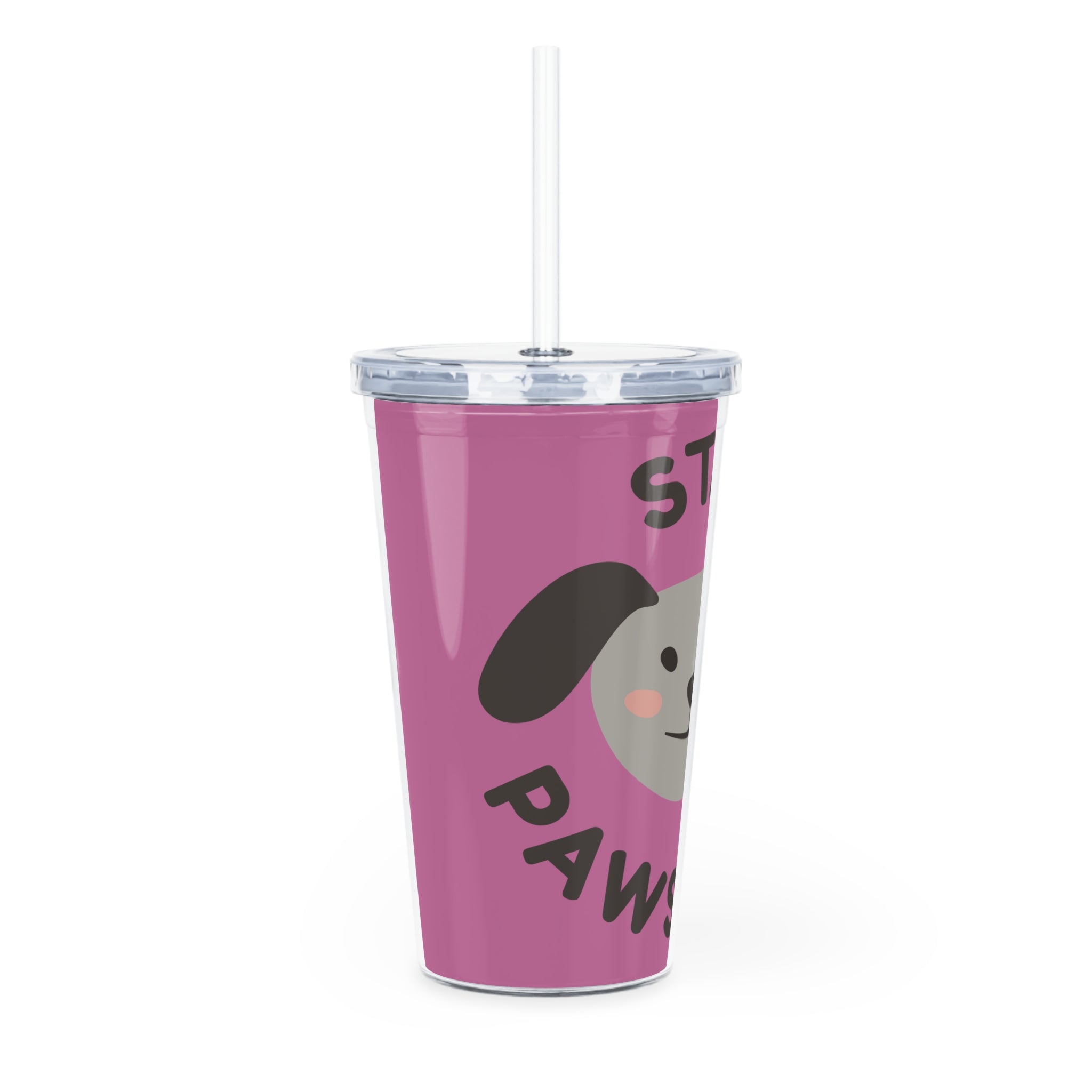 Stay Pawsitive Tumbler with Straw