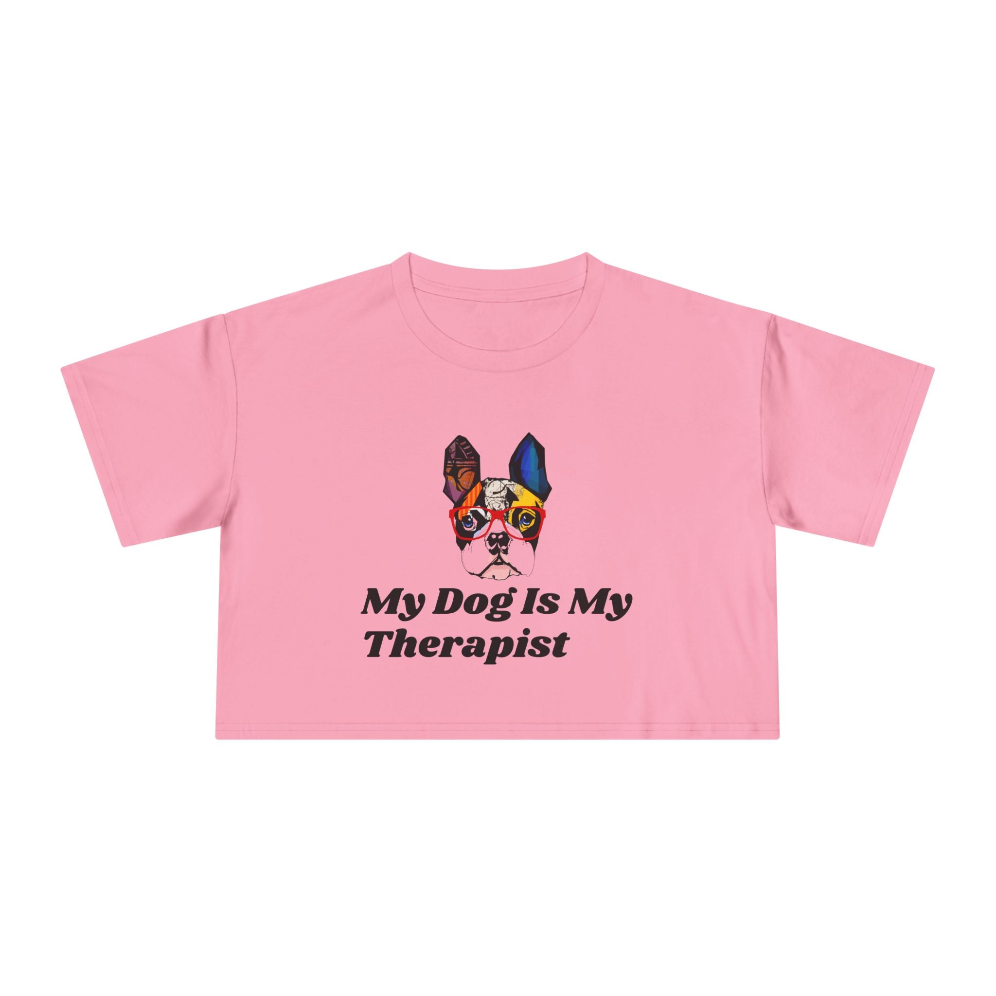Dog Lover Crop Tee - My Dog is My Therapist