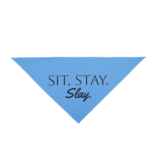 Blue “Sit Stay Slay” Dog Bandana